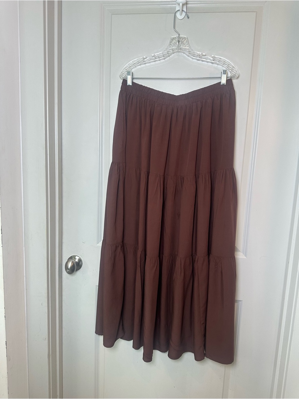 SCARLET DARKNESS 3 Tiered Ruffle Boho WhimsyGoth Brown Maxi Skirt, Size 2XL - Picture 6 of 6